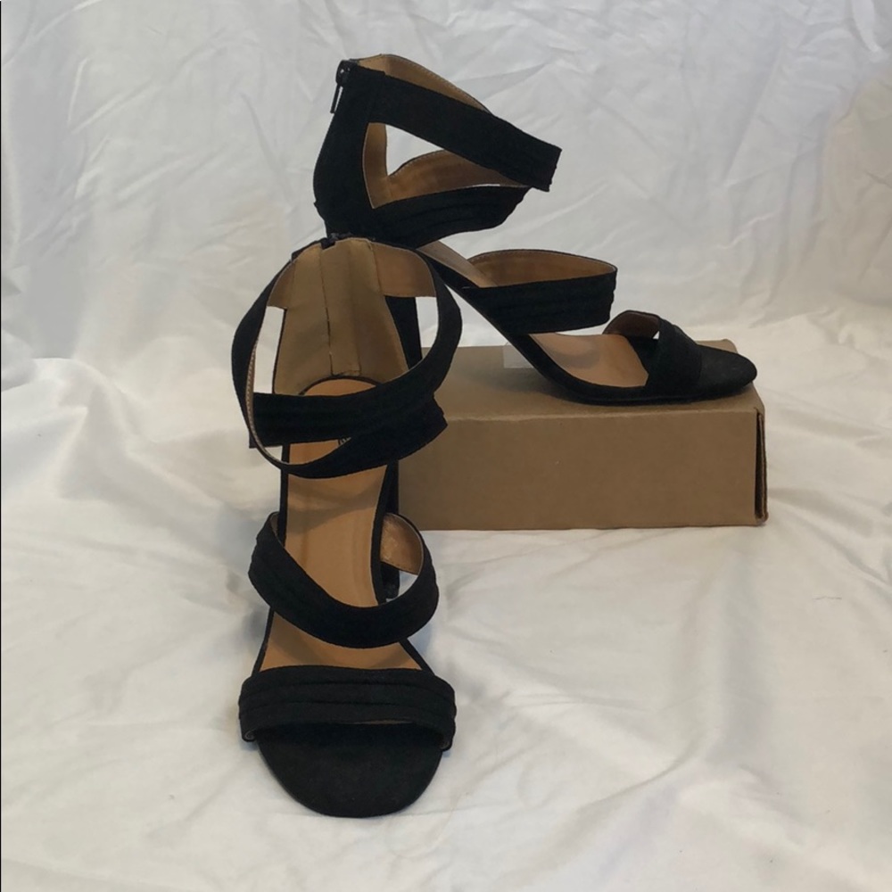 Black straps heels